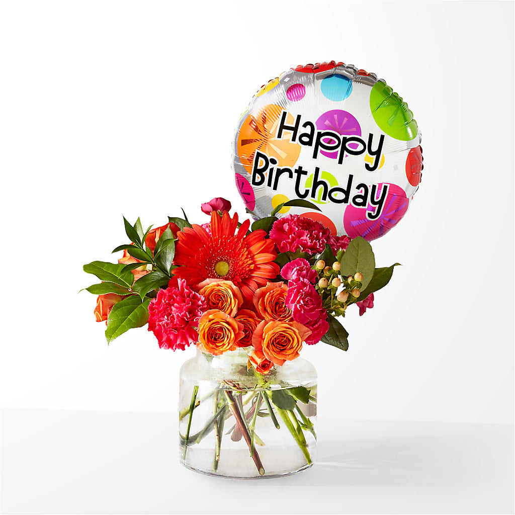 Fiesta Bouquet with Birthday Balloon – The Happy Florist, Sanford FL