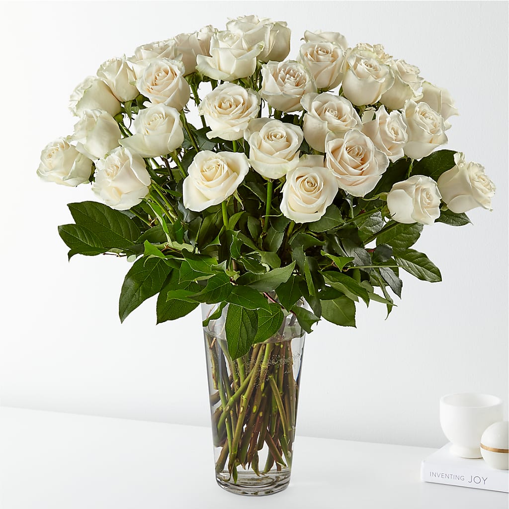 Long Stem White Rose Bouquet – The Happy Florist, Sanford FL