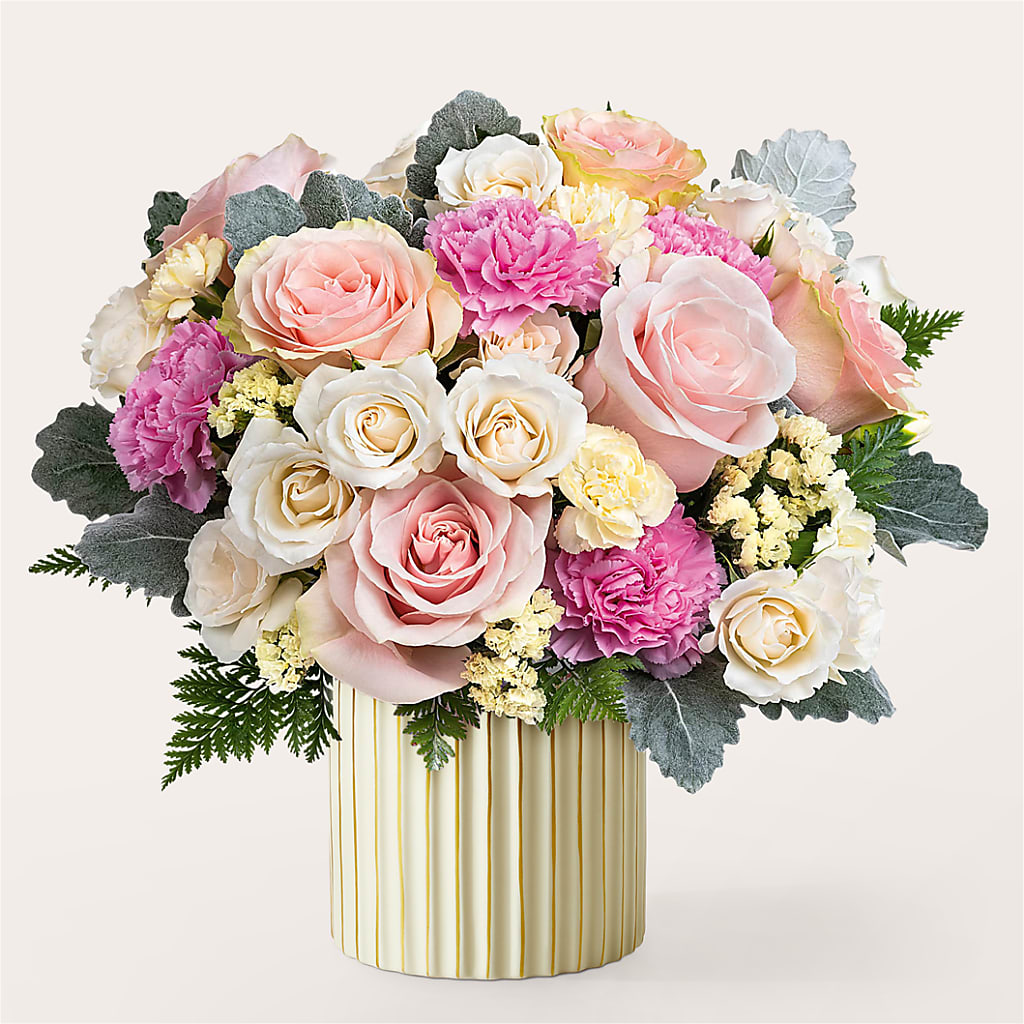 Blissful Moments Bouquet with Ivory Vase – The Happy Florist, Sanford FL