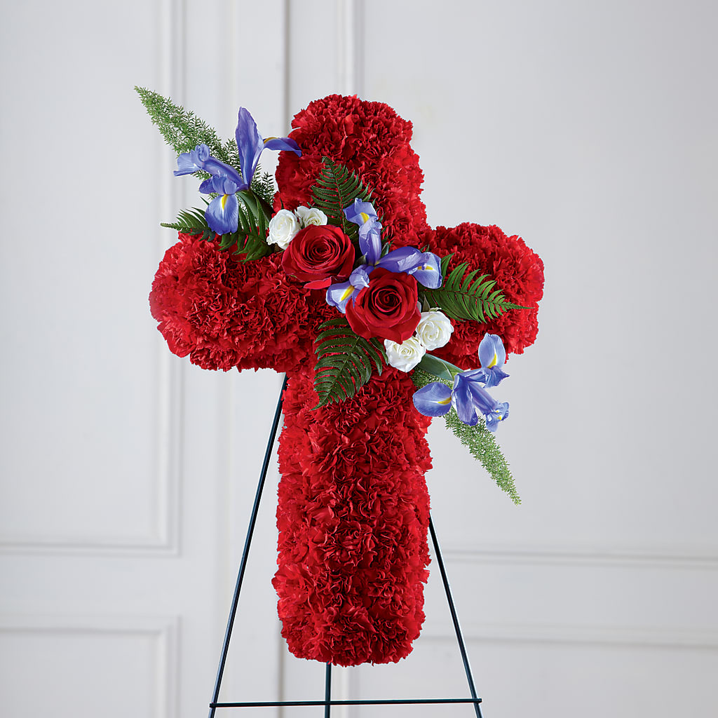 Faithful Hero Floral Cross – The Happy Florist, Sanford FL