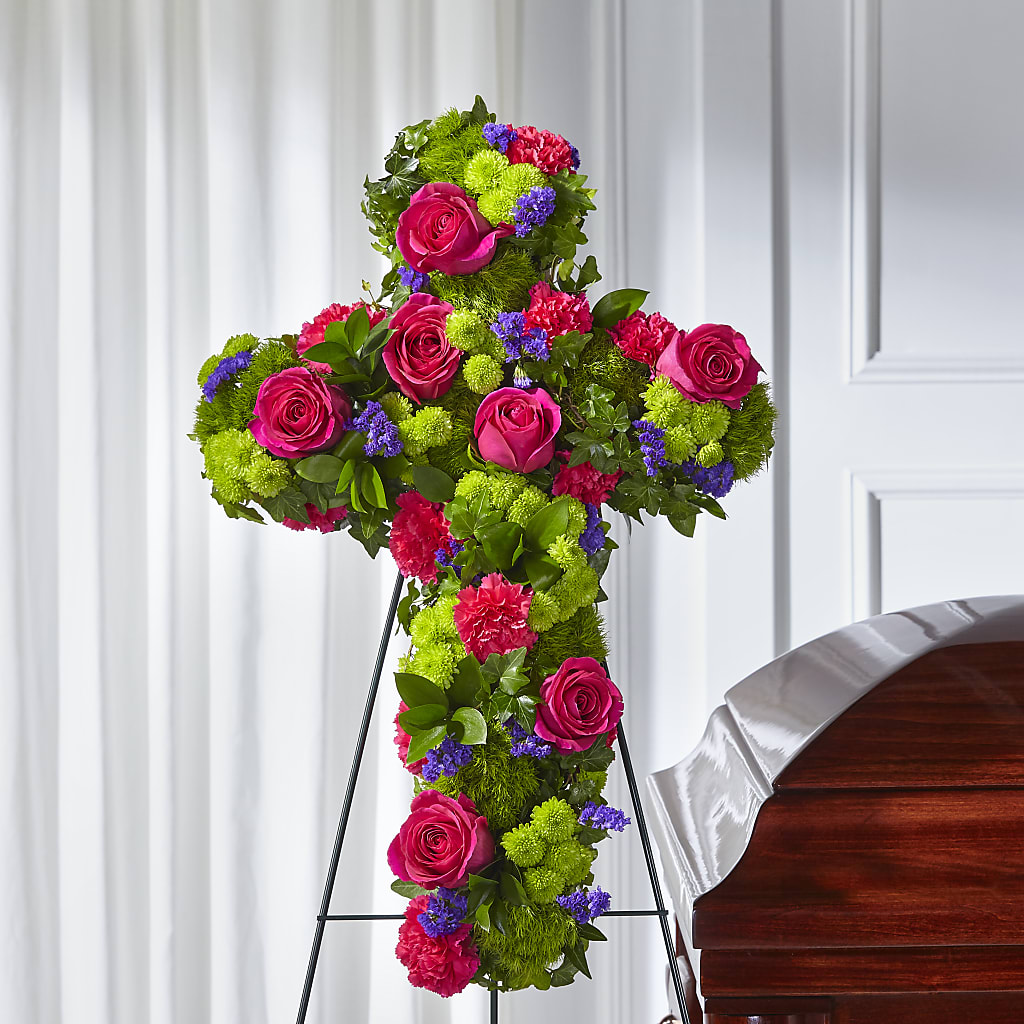 Tribute Rose Floral Cross – The Happy Florist, Sanford FL