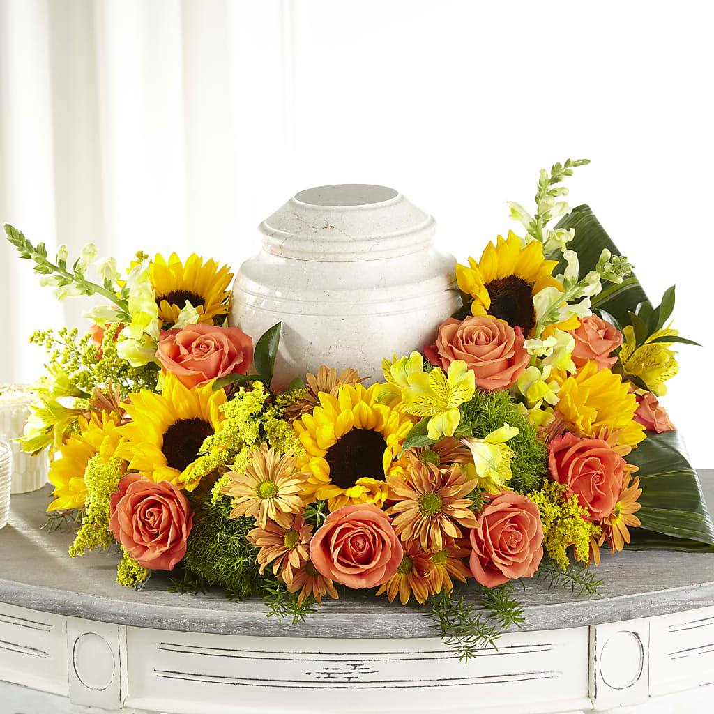 Faithful Sunflower Cremation Adornment – The Happy Florist, Sanford FL
