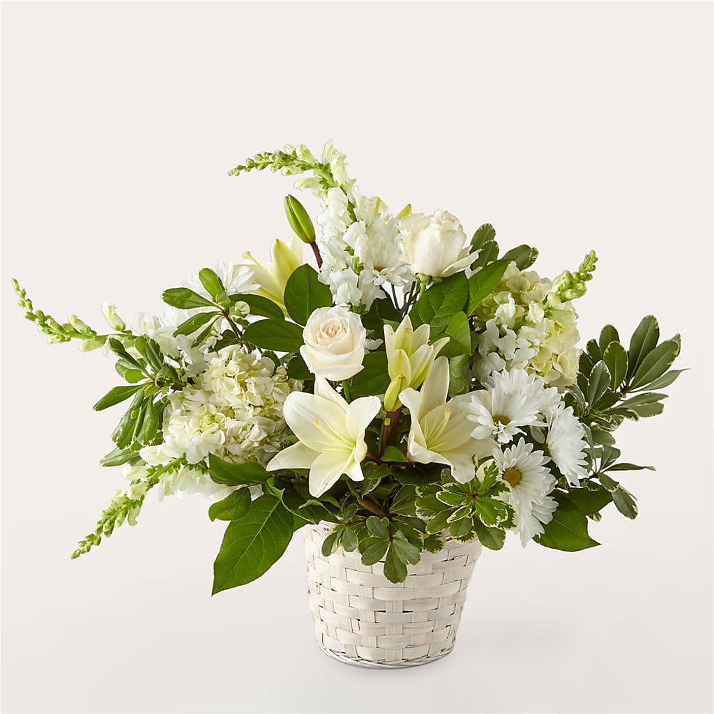 Ivory Elegance Floral Basket – The Happy Florist, Sanford FL
