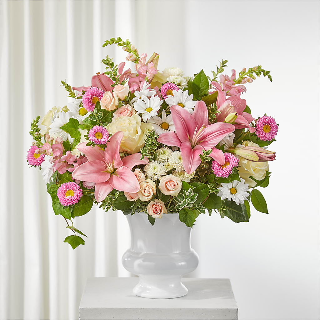 Empathetic Blooms Urn Arrangement – The Happy Florist, Sanford FL