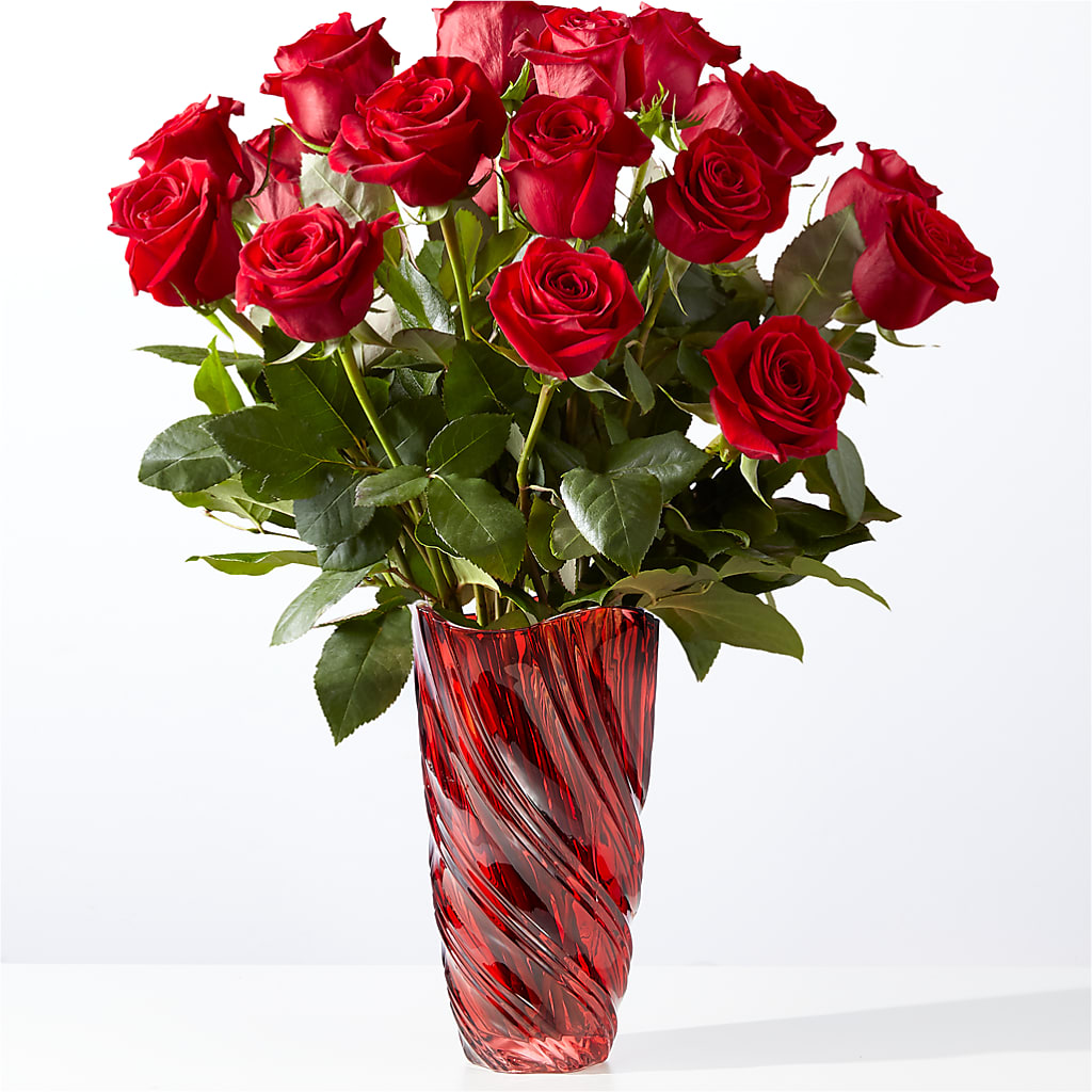 Classic Love Red Rose Bouquet with Luxe Swirl Vase – The Happy Florist, Sanford FL