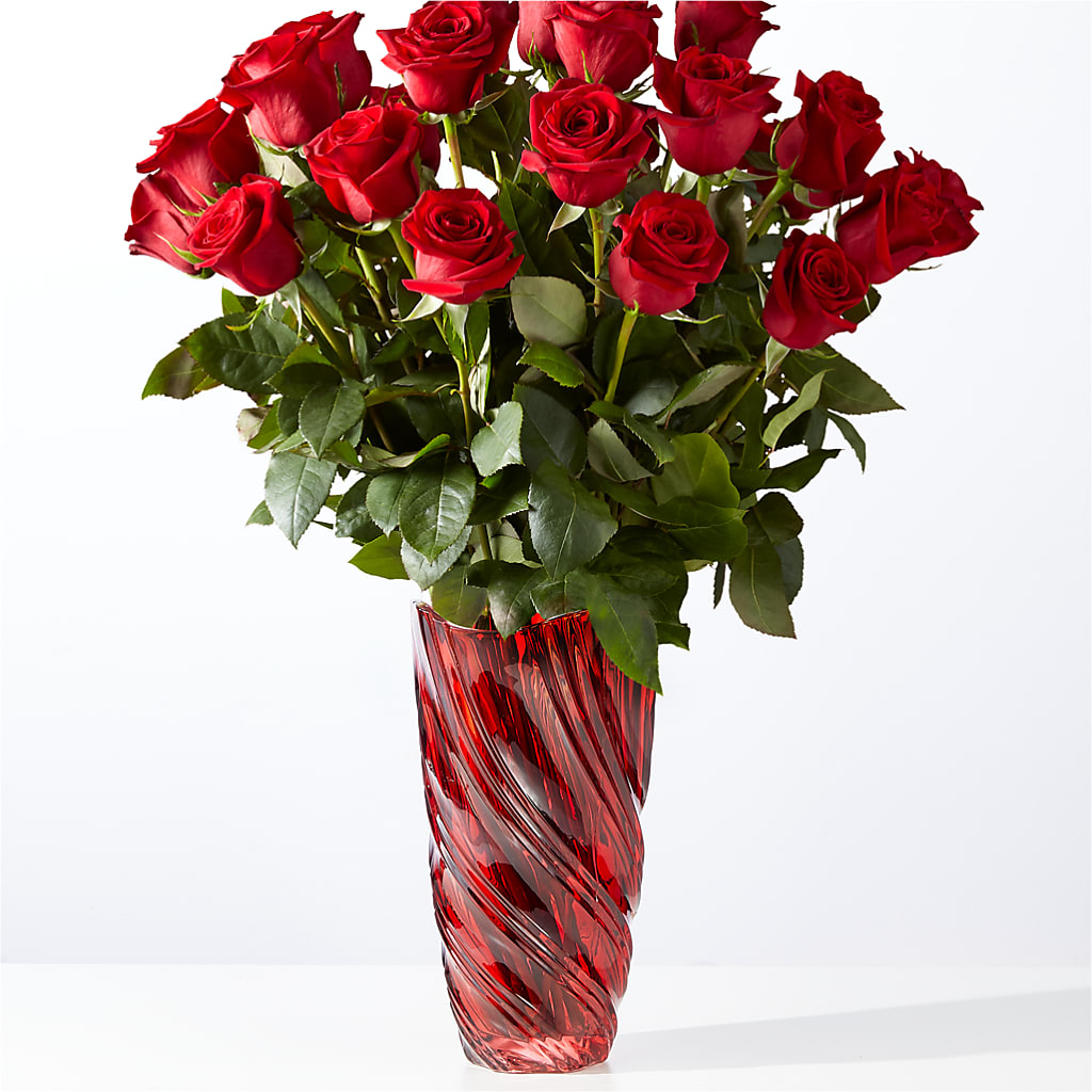Classic Love Red Rose Bouquet with Luxe Swirl Vase – The Happy Florist, Sanford FL