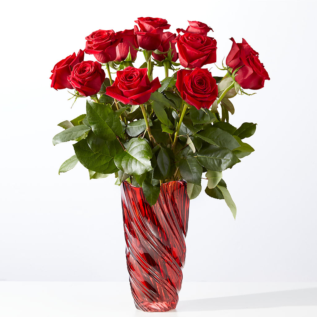 Classic Love Red Rose Bouquet with Luxe Swirl Vase – The Happy Florist, Sanford FL