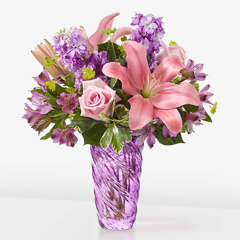 Precious Petals Bouquet with Luxe Swirl Vase – The Happy Florist, Sanford FL