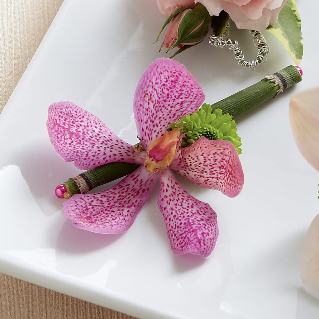Pink Mokara Boutonniere – The Happy Florist, Sanford FL