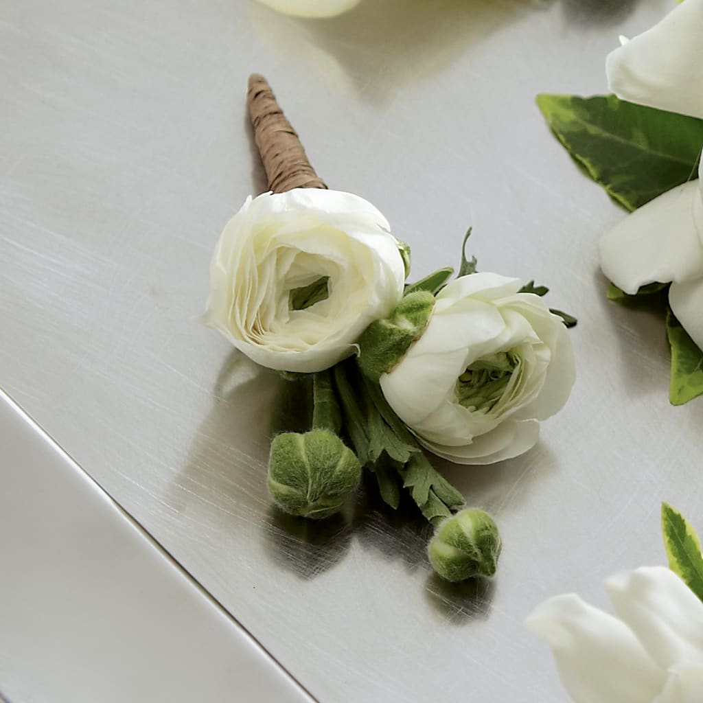 White Ranunculus Boutonniere – The Happy Florist, Sanford FL