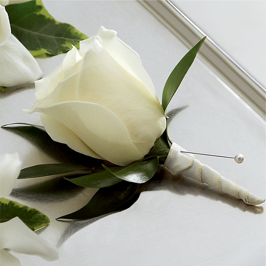 White Rose Boutonniere – The Happy Florist, Sanford FL