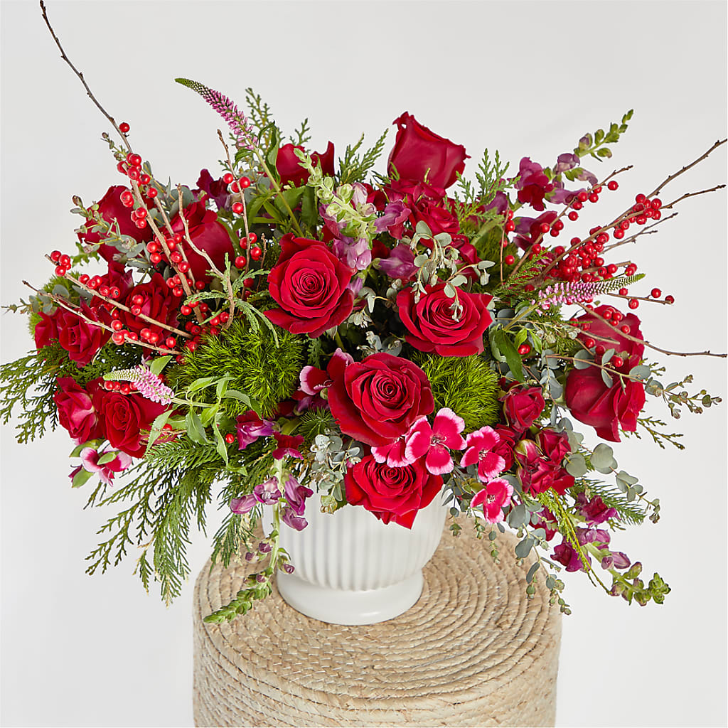 Big Red Bow Bouquet –  The Happy Florist, Sanford FL