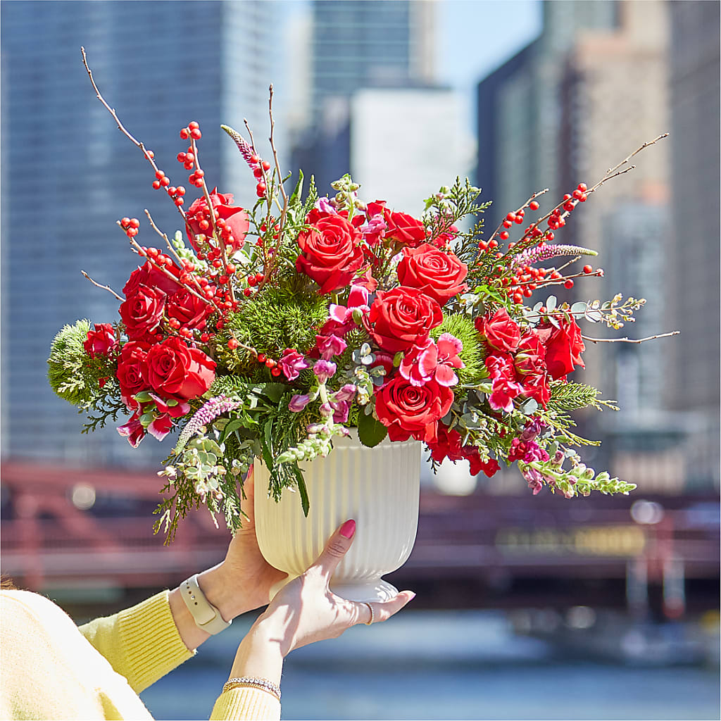 Big Red Bow Bouquet –  The Happy Florist, Sanford FL