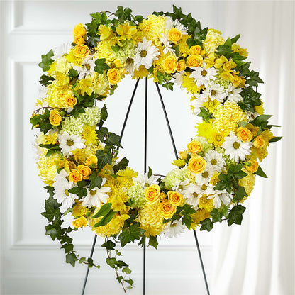 Golden Remembrance Wreath –  The Happy Florist, Sanford FL
