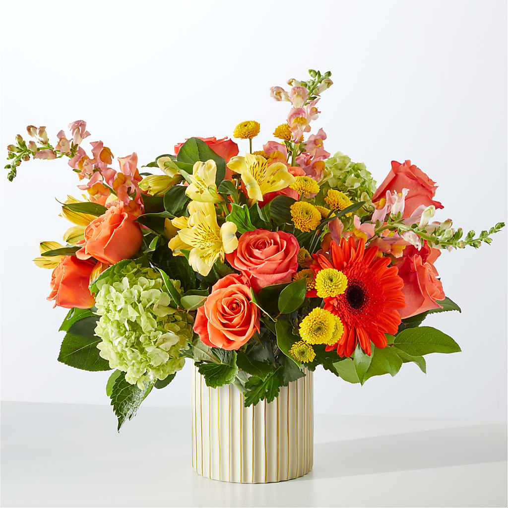 Autumn Sunshine Bouquet with Ivory Vase –  The Happy Florist, Sanford FL