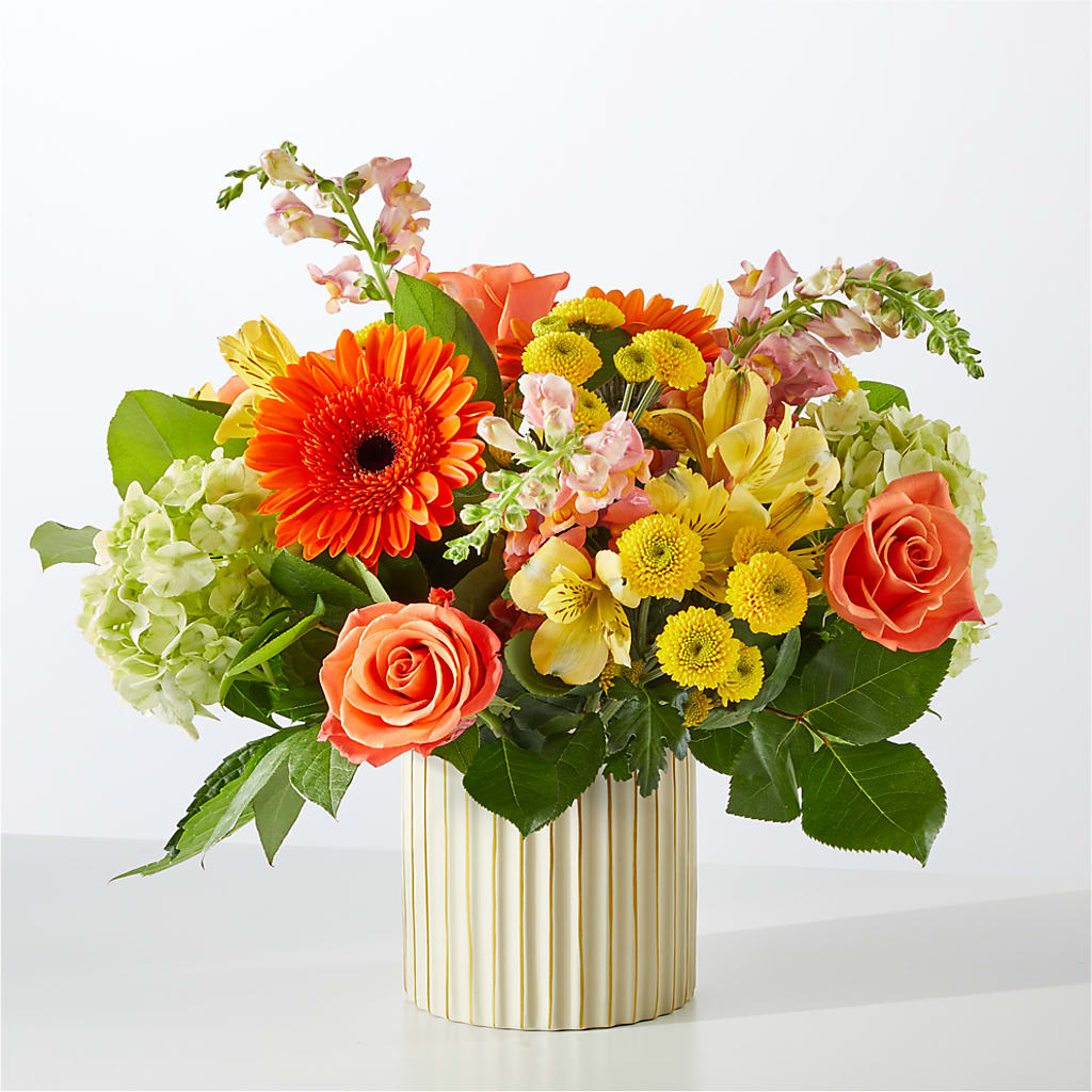 Autumn Sunshine Bouquet with Ivory Vase –  The Happy Florist, Sanford FL