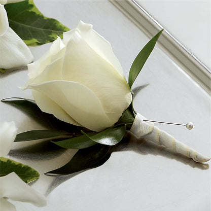 White Rose Boutonniere –  The Happy Florist, Sanford FL