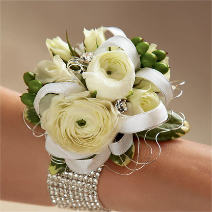 White Wedding Corsage –  The Happy Florist, Sanford FL